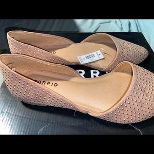 Nude flats wide width flats with gemstones